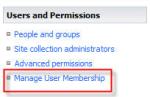 Manage User Membership Menu item on SIte 